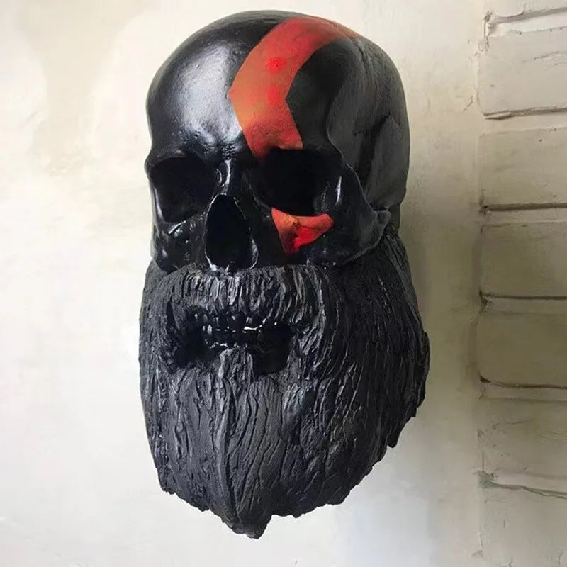 décoration murale crâne humain masque noir rouge articulé détaillé crochets métalliques occasion noël halloween