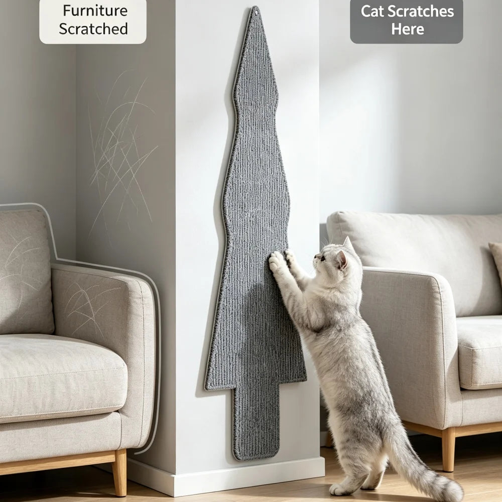 griffoir mural adhésif chat tissu texture moderne protège angle intérieur gris