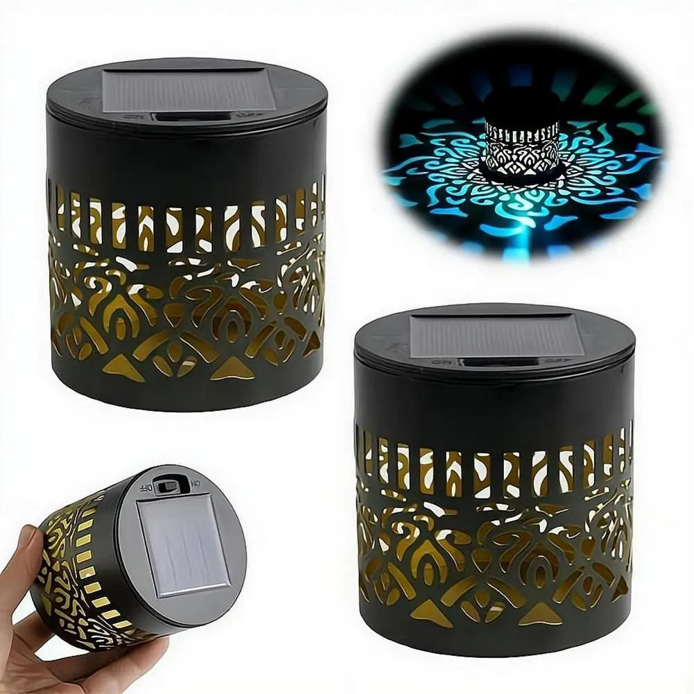 lampe solaire extérieure jardin noire dorée motif mandala moderne étanche ip65 autoinstallation vis decoration