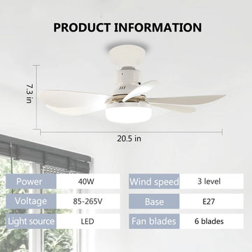 ventilateur blanc moderne 40w led télécommande 52cm grille lumineuse chambre cuisine garage