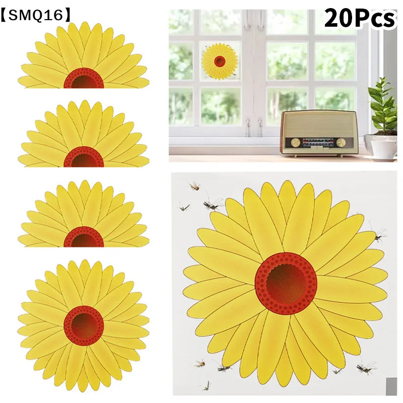 pièges mouches stickers autocollants fleurs décoratives jaunes rouges transparents intérieurextérieur 20pcs