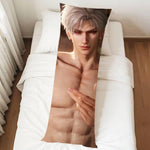 housse coussin allongée imprimé homme musclé noir gris moderne illustratif double face