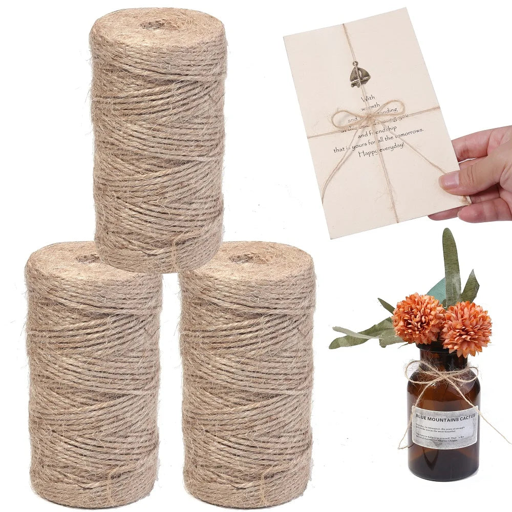 corde polyester 100mètres texture naturelle rustique artisanal beige clair fleurs artificielles bouteille verre