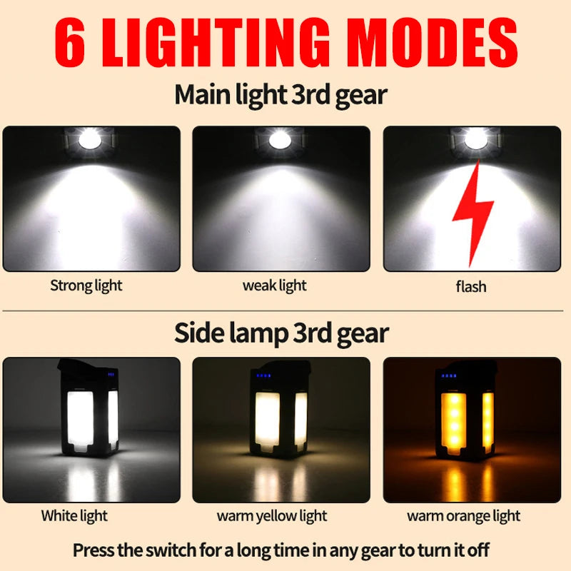 lampe solaire multifonctionnelle vert olive rechargeable camping affichage numérique usb type