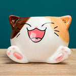 cache pot forme chat cartoon miniature deco plante verte blanc rose orange