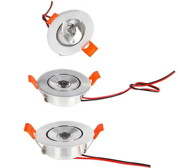 spots led encastrables argentés modernes 12v 3w 68mm 55mm 25mm opaques câbles électriques