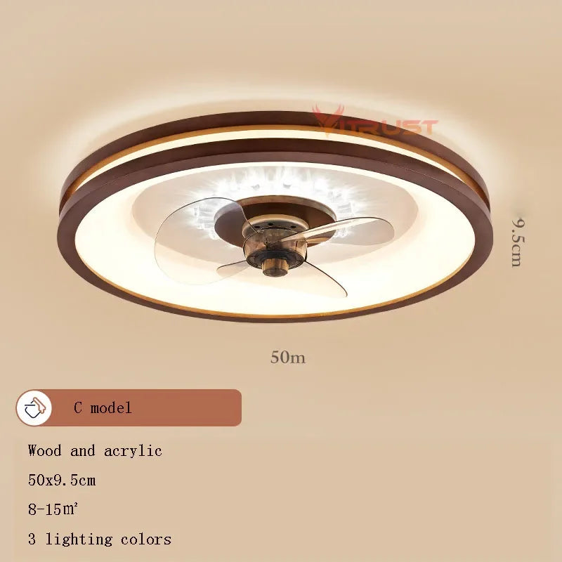 ventilateur led moderne marron blanc contrôle télécommande ailes grille ventilation