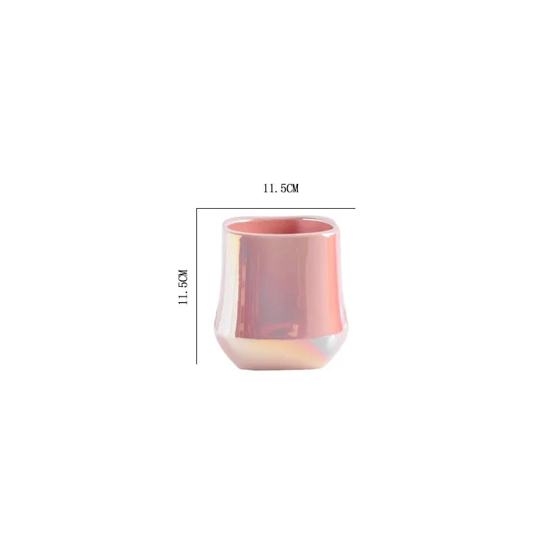 Cache pot céramique moderne blanc doré noir plante verte lisse brillant minimaliste