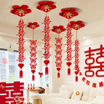décoration murale mariage papillons coeurs caractères chinois rubans artisanal traditionnel rouge