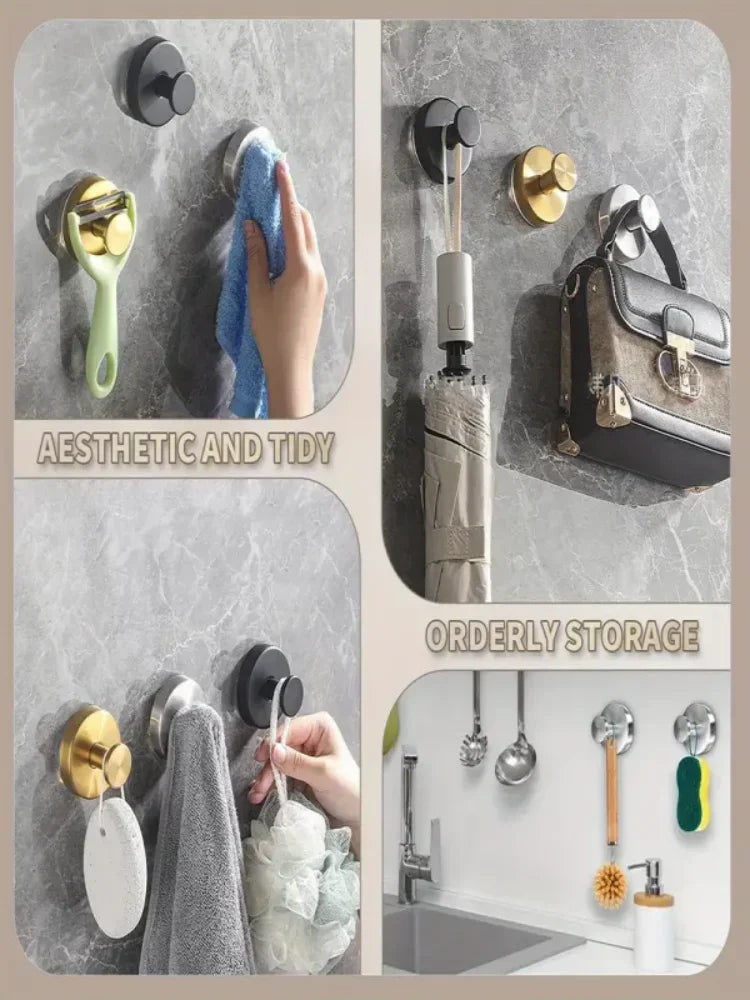 crochets ventouse murals acrylique noirs dorés gris lisses modernes salle bain sans perçage 2pcs