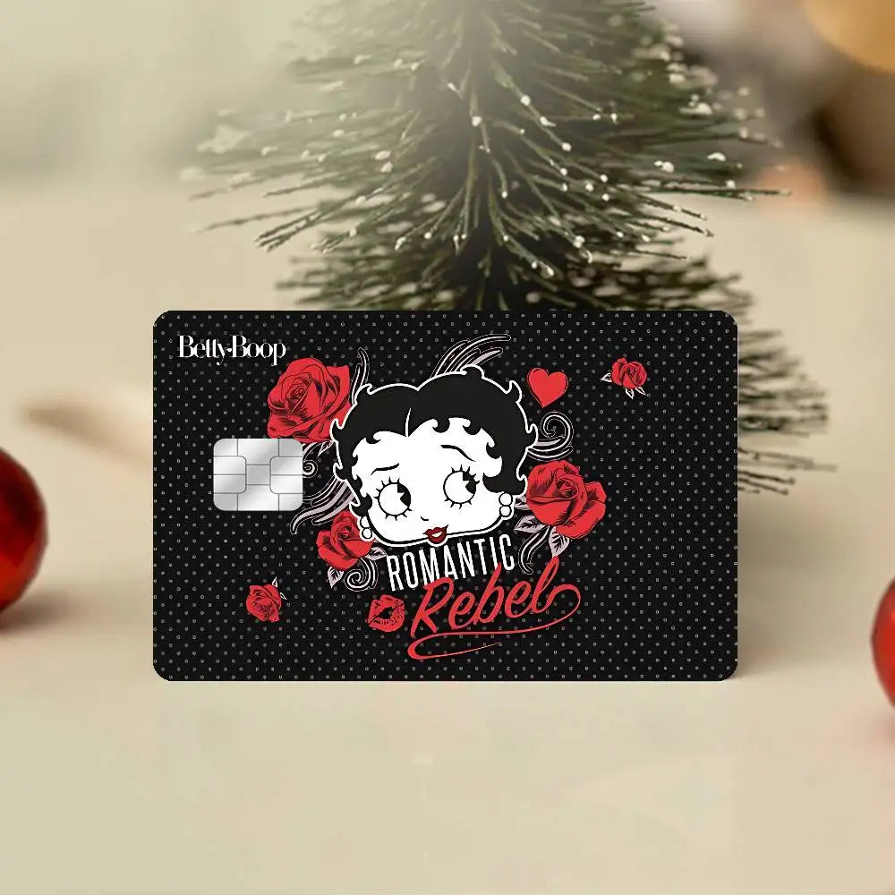 autocollants cartes bancaires waterproof dessin animé betty boop romantique rébellions pop art papier adhésif
