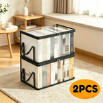 boîtes rangement transparentes poignées noires multifonctionnelles modernes maison