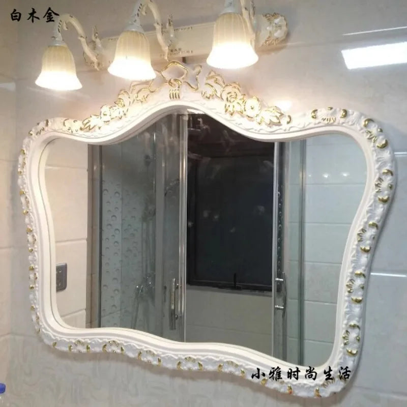 miroir baroque or argent blanc ornements floraux fixation murale décoration maison chambre salon
