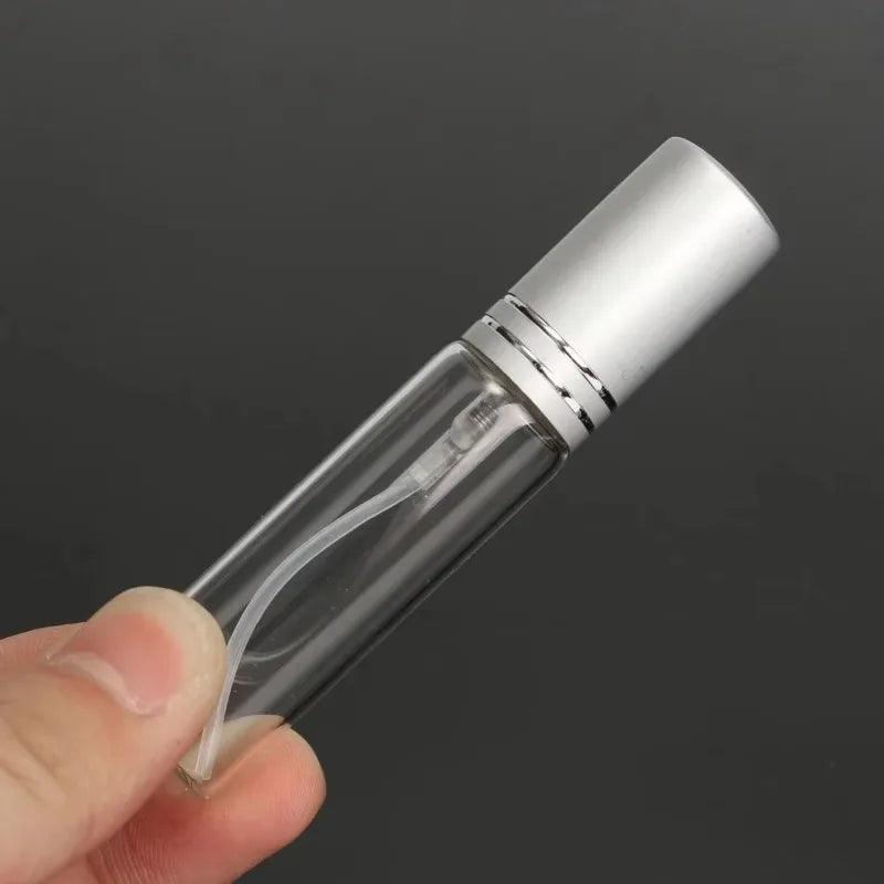 spray verre transparent argenté moderne minimaliste 10ml bouteille rechargeable cosmétique parfum liquide tonique