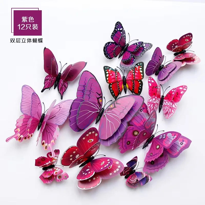 papillons décoratifs 3d imprimés brillants multicolores adhésifs décoration murale enfants vert bleu orange rose