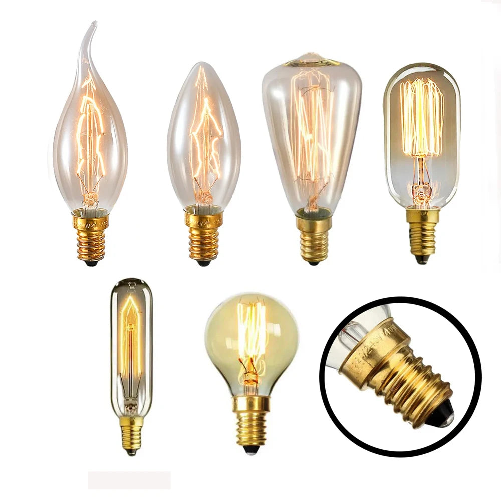 ampoules filament vintage étoupe e14 transparentes dorées 220v blanc chaud rétro 360deg 6000hrs