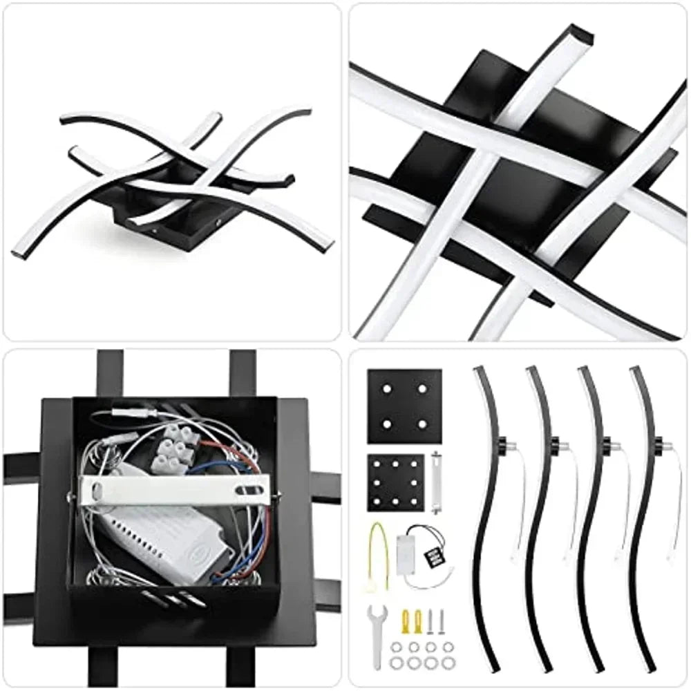 lampe moderne aluminium noir blanc flux lumineux élevé incurvé led contemporain