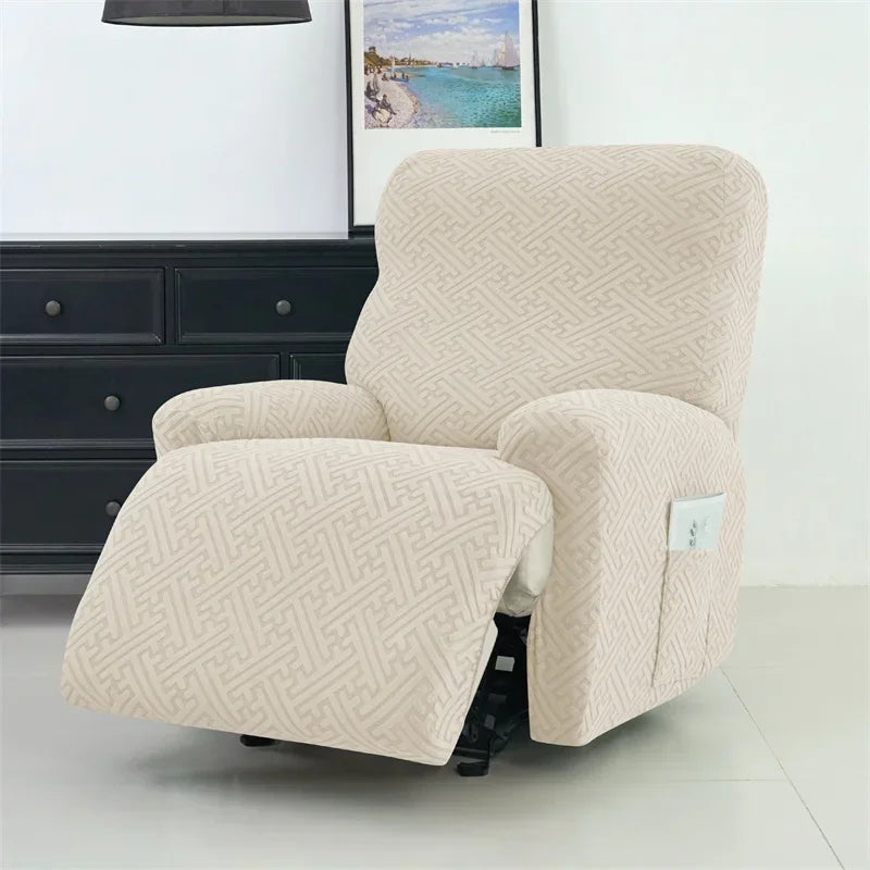 housse canapé inclinable gris jacquard moderne extensible poches fauteuil salon maison