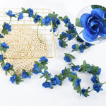 guirlande fleurs artificielles roses feuilles vertes décoration mariage fête maison jardin extérieur longue tige