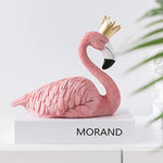 figurines flamants roses décoratives résine texturée moderne ornement blanc doré chambre