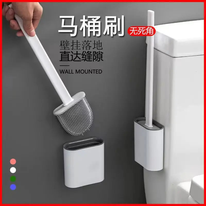 brosse wc moderne support mural adhésif bristles plastique blanc gris bleu vert orange respectueux