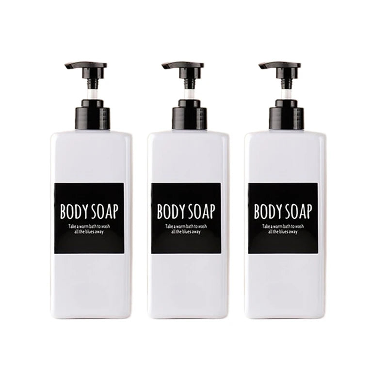 shampooing conditionneur savon main bouteille rechargeable pompe pression noir blanc bleu brun minimaliste