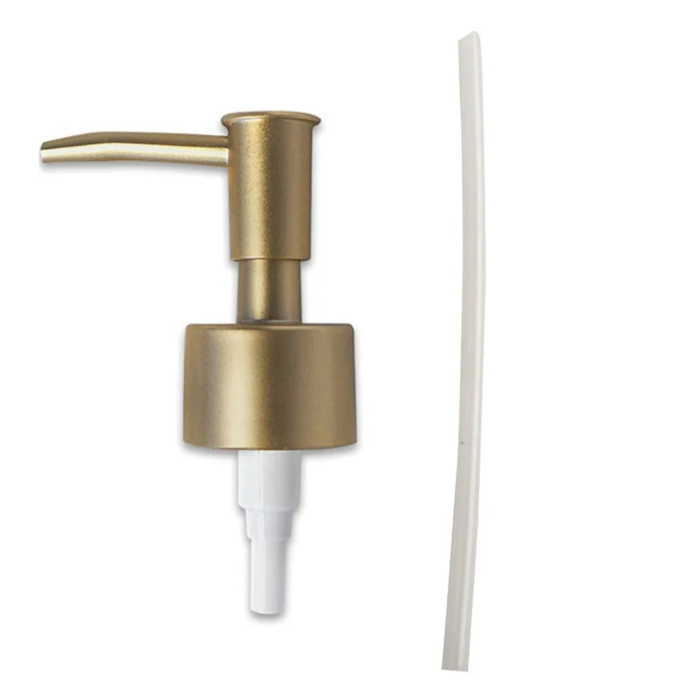 distributeur savon liquide chrome doré moderne élégant tuyau flexible bouchons remplissage transparent