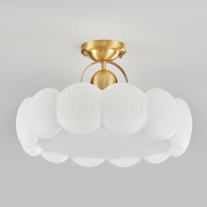 lampe suspendue moderne blanche dorée texture ondulée intérieur chambre étude télécommande led