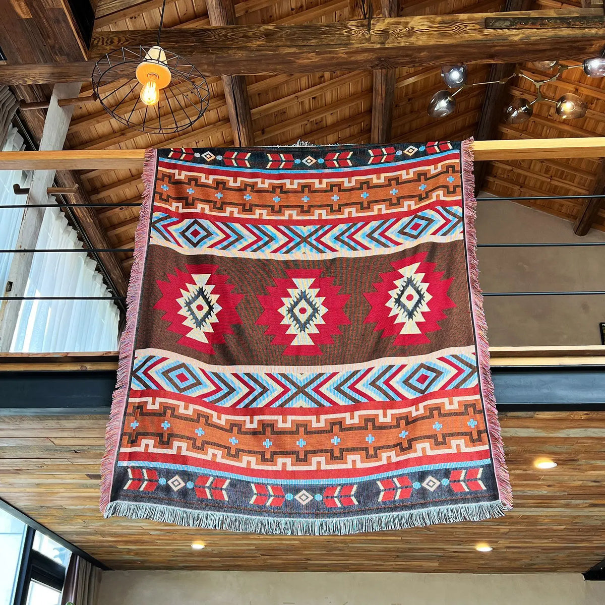tapis boho chic couverture plaid portable géométrique floral aztèque printemps automne jaune marron bleuclair