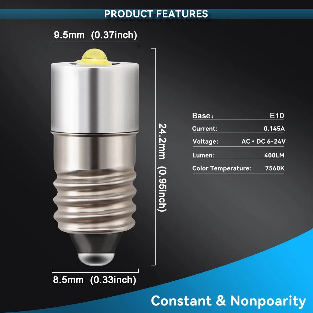 ampoule led 3w base e10 3v 45v argentée jaune moderne compact 3000k 6000k fcc
