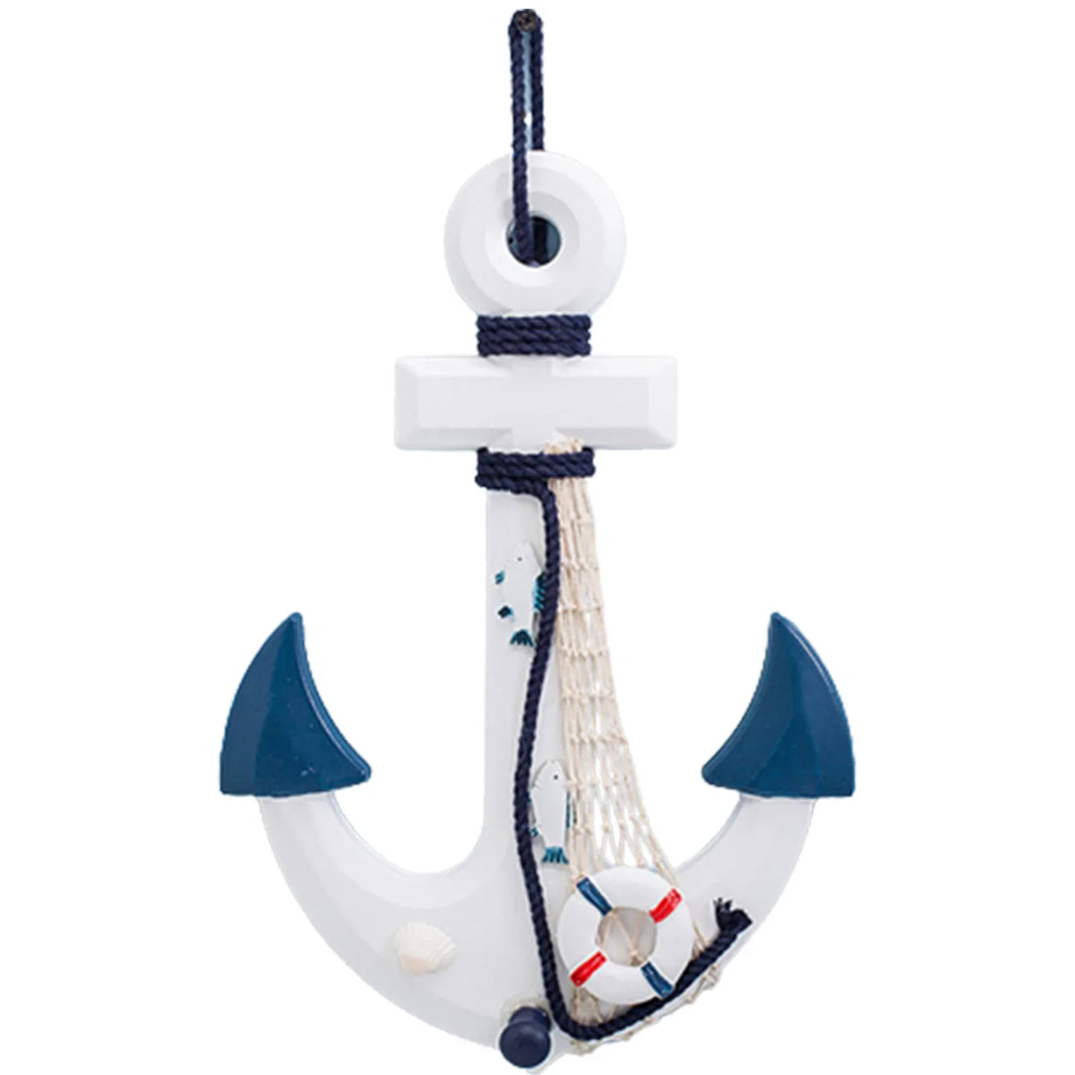 décoration murale ancre navale blanc bleu orange étoiles mer coquille nautique marine