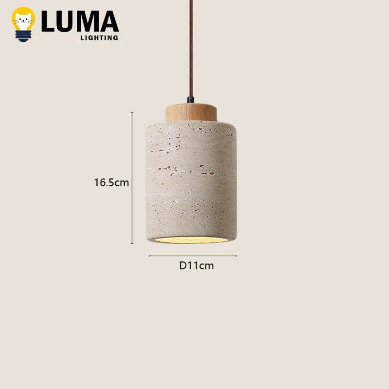Suspension lumineuse pierre beige clair texture granulée moderne câble noir chambre salon