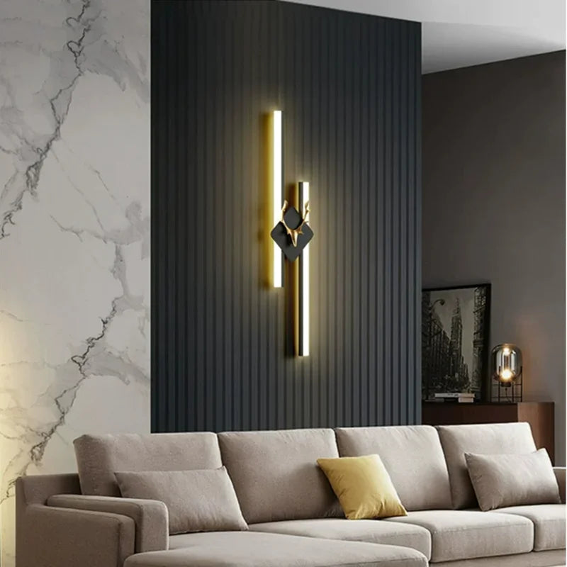 lampe murale moderne blanc or electroplating texture base carrée contemporaine deux sources led 2.5g