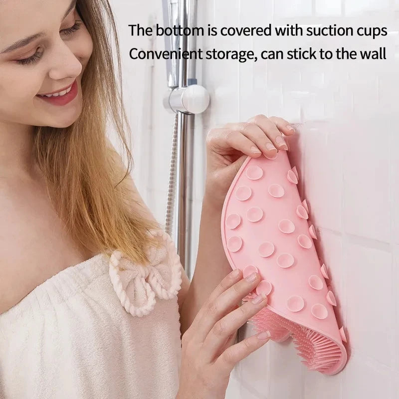 brosse bain rose moderne ventouse texture poils nettoyage corps douche