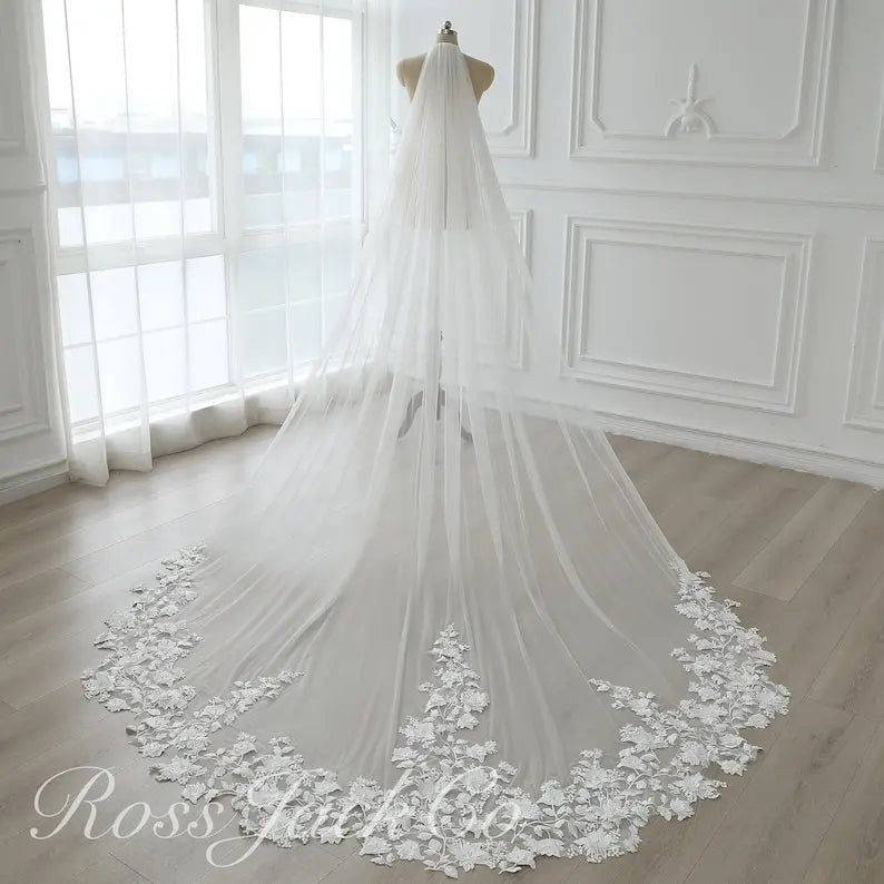 voile mariée blanc broderie florale transparente classique monocouche dentelle polyester erotique
