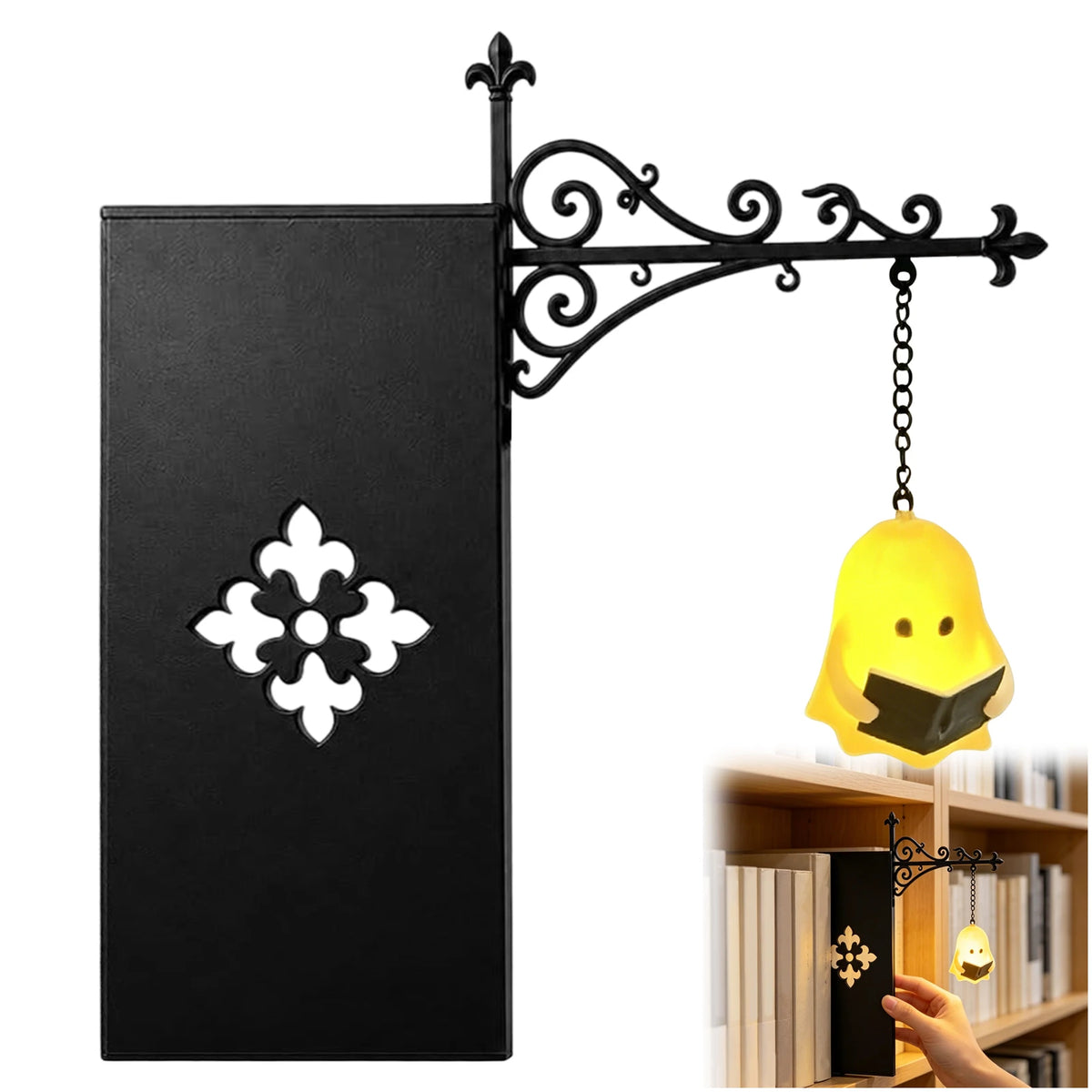 lampe lecture suspendue vintage lampe noir motif fleuri décoration chambre étude lumière led nocturne