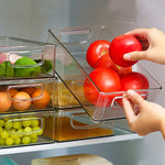 boîtes rangement transparentes moderne poignées crèmes gels lotions fridge organizer