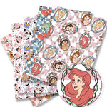 papier cadeau coton motif personnages dessin animé rose blanc bleu beige enfant fille