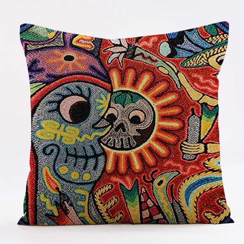 housse coussin multicolore motif ethnique imprimé polyester respectueux environnement bohème abstrait 45cm 45cmzipcode