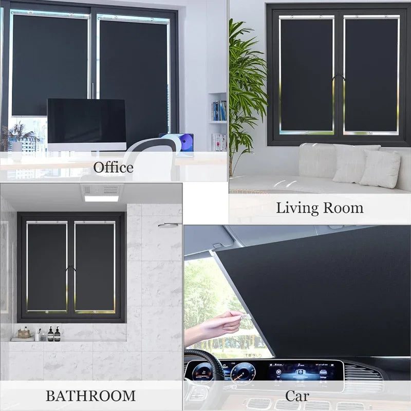 rideau solaire noir opacité moderne adhésif nano tissu protection intérieure 68x125cm