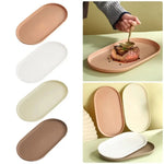 assiettes ovales modernes plastique beige marron blanc stockage cuisine plateaux rangement minimaliste
