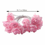 guirlande lumineuse rose fleurs roses artificielles led romantique chambre vacances