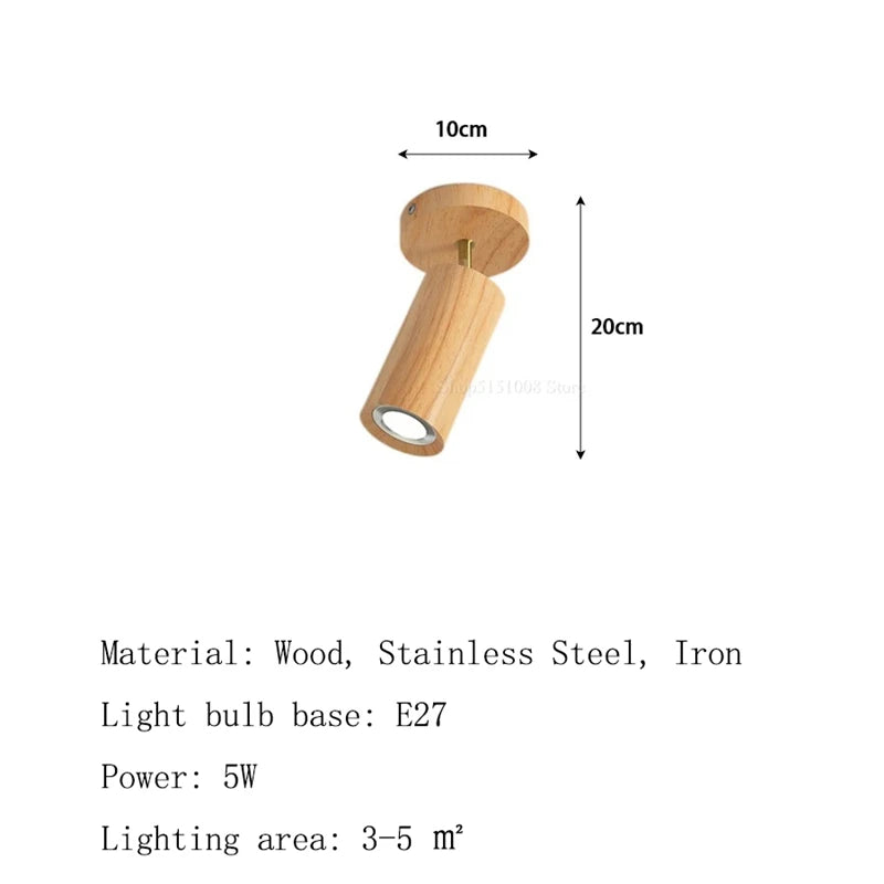 lampe spots bois naturel moderne murale éclairage maison entrée 90 260V LED