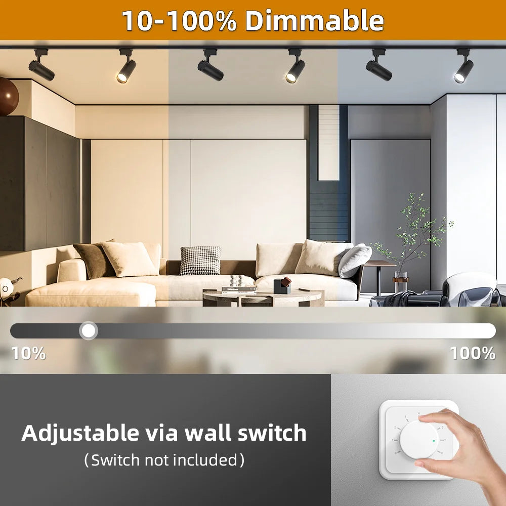 spot led rail dimmable moderne clips fixation blanc noir salon