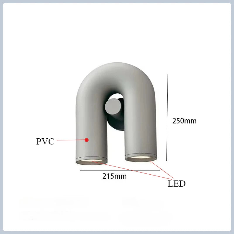 applique murale led moderne minimaliste gris noir marron deux lumières fixée mur chambre salon