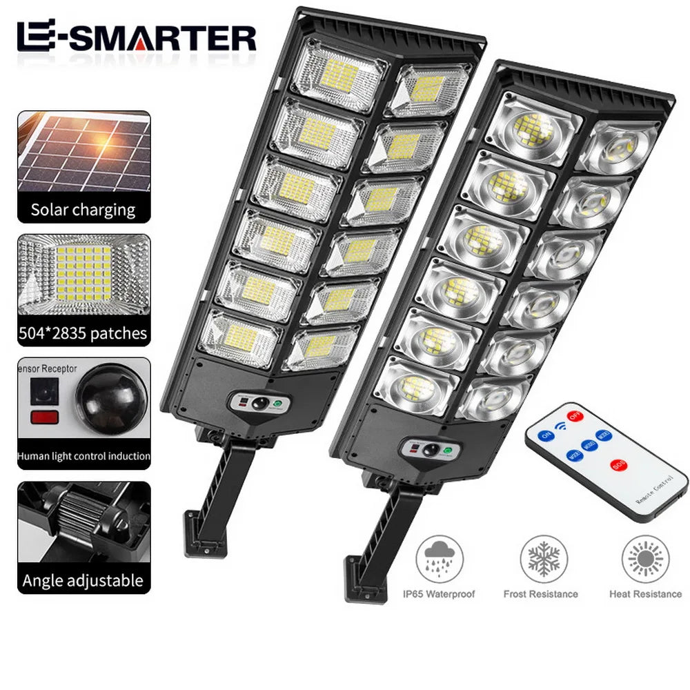 lampe solaire moderne noire capteur mouvement recharge solaire led fixation murale/commande distance