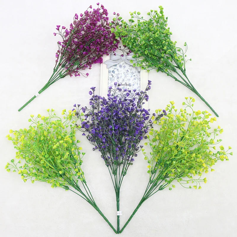bouquet artificiel violet rose vert cloches modernes décoration intérieure maison événements anniversaires fêtes
