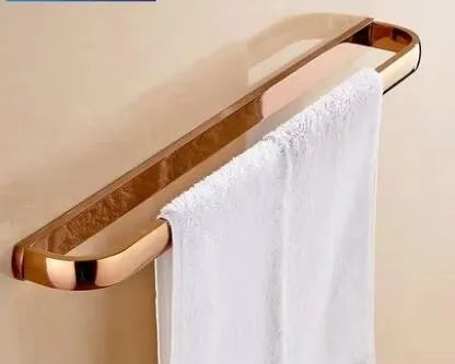 ensemble porte serviettes moderne rose doré salle bain fixations murales lisses opaques
