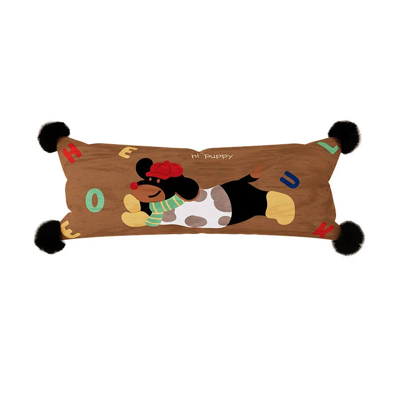 coussin housse chat noir foulard imprimé polyster rectangle décoration cartoon
