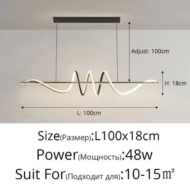 lampe suspendue moderne spirale blanc noir contemporaine télécommande trois modes lumière